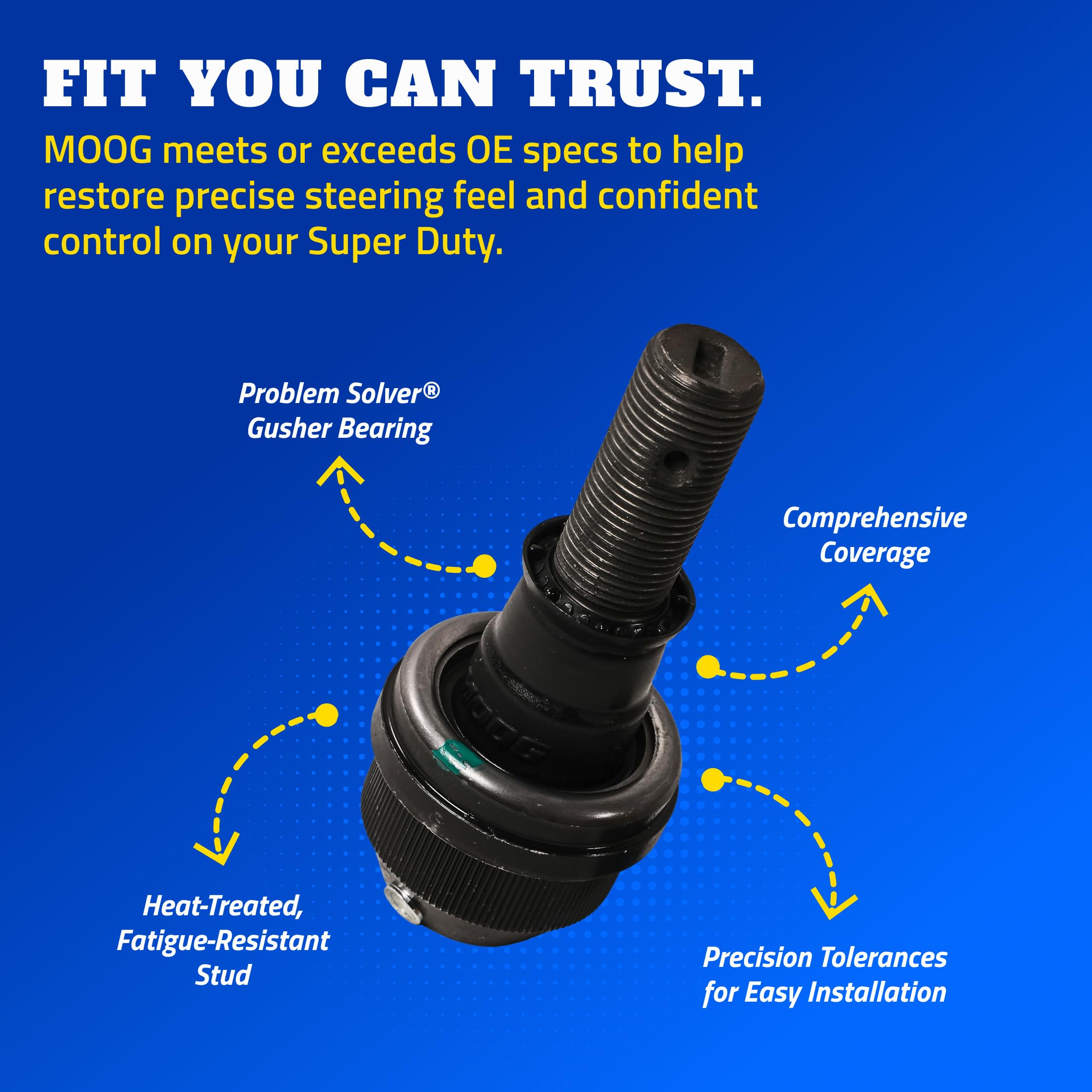 MOOG Front Suspension Track Bar - Strong Ball Joint & Greaseable Socket Joint - Axle Stability Support - Precision Fit - Image 4